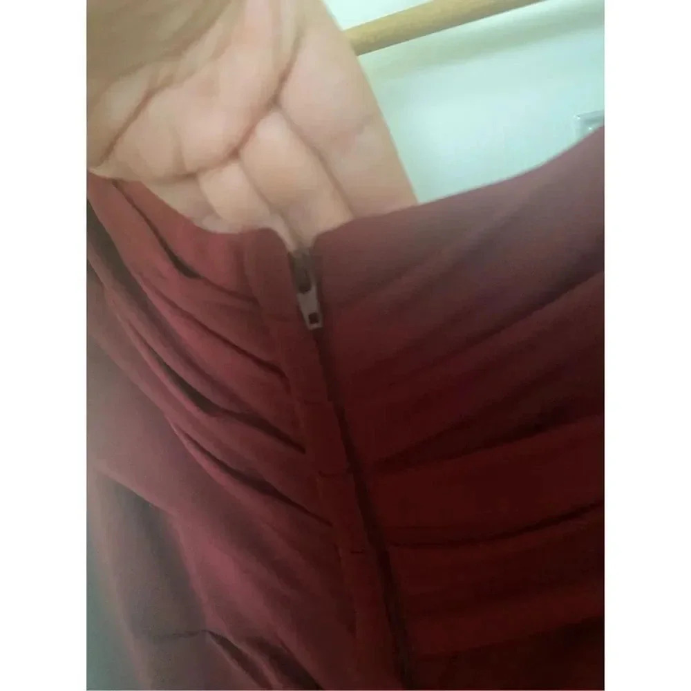 La Femme Deep Red Off-Shoulder Maxi Dress - Picture 7 of 8